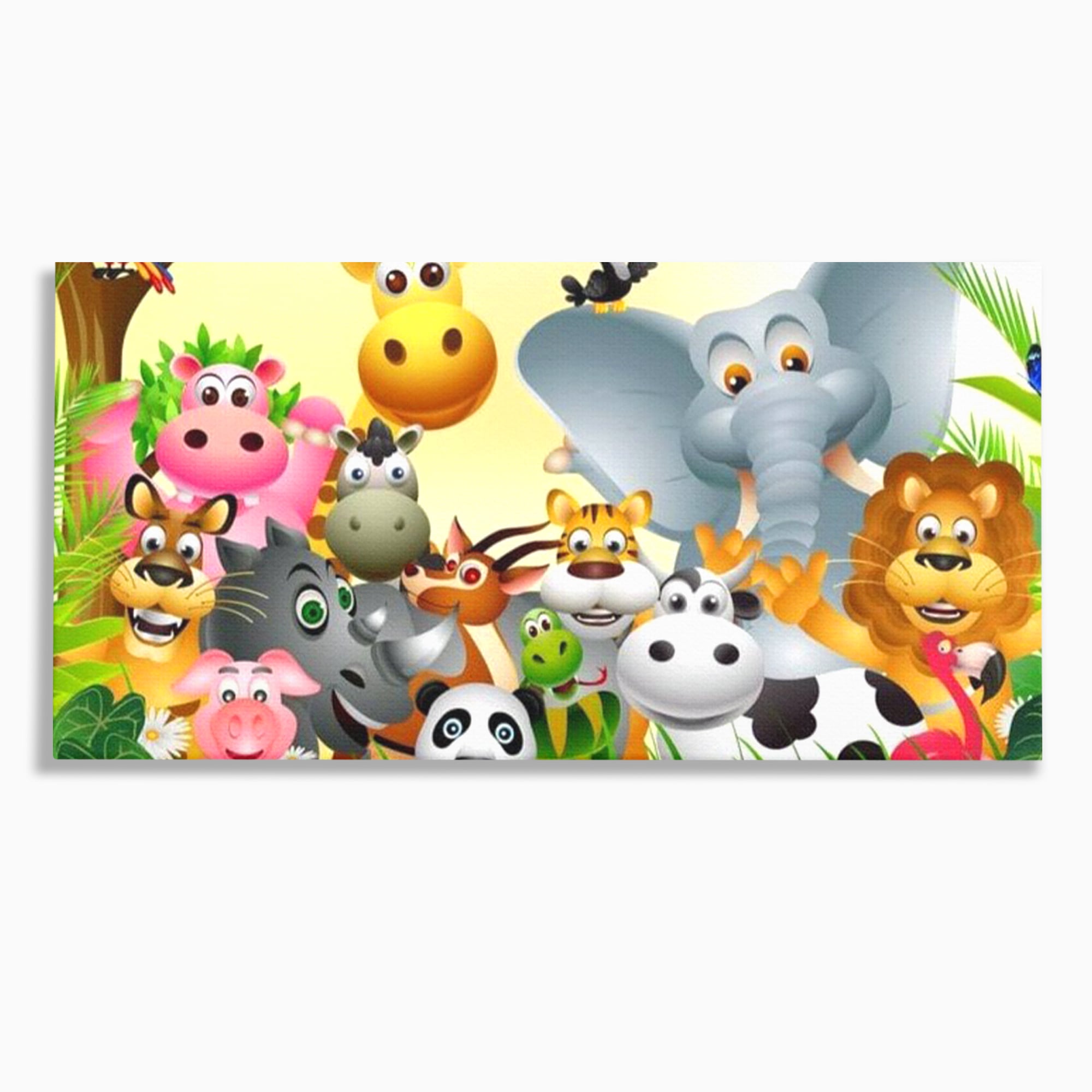 Tablou canvas cu tablou canvas cu animale din jungla, fara rama, pe sasiu de lemn